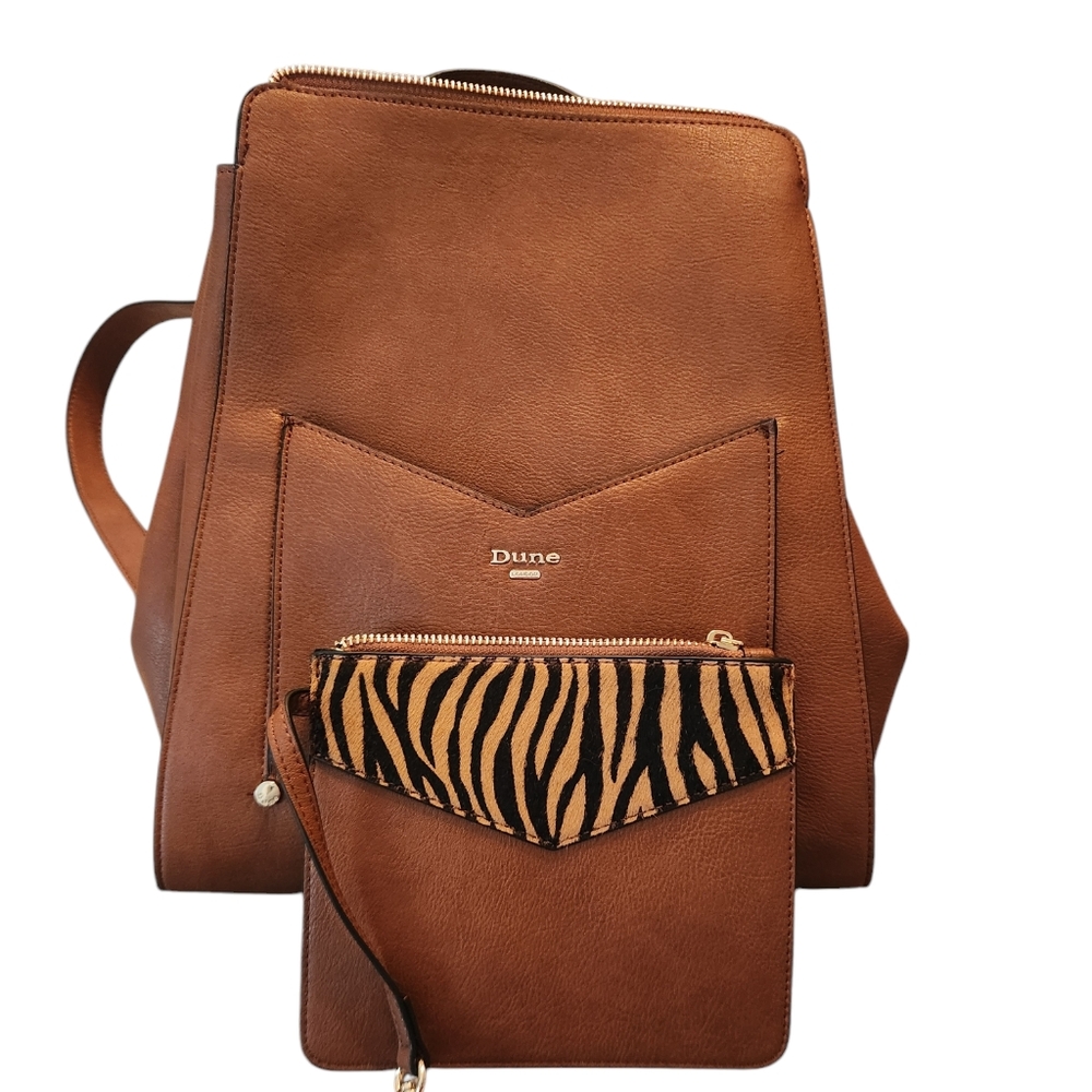Dune London Tan Leather Backpack